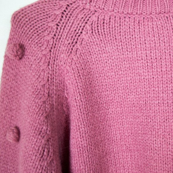 CeCe Light Pink Pompom Sleeve Mock Neck Sweater L - Picture 6 of 10